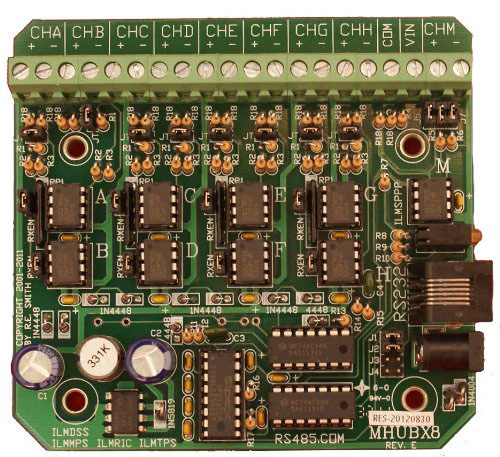 MHUBX8 (revE) - Multi-port RS485 Repeater Hub with RS232/RS485 Master 