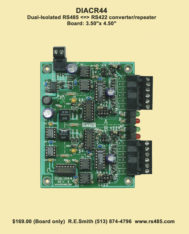 DICAR44 Dual-Isolated RS485 <=> RS422 Converter/Repater